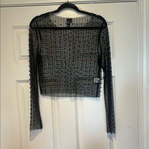 Sheer Black Mesh Top with Pearls
